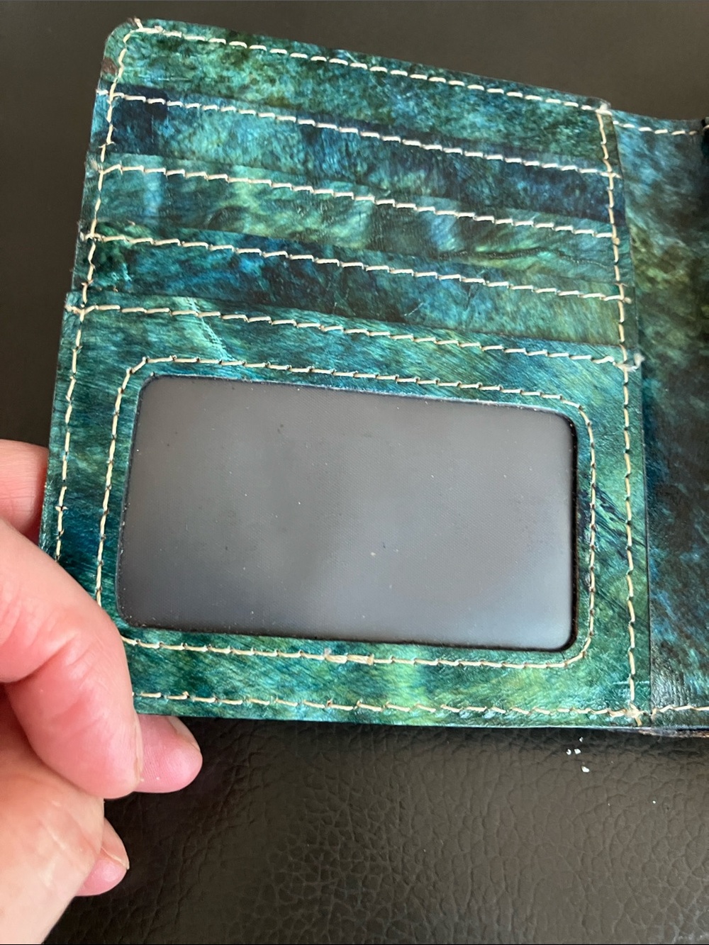 Patricia Nash Reiti Wallet RFID Tooled Italian Leather Floral Embossed Turquoise - Picture 4 of 8